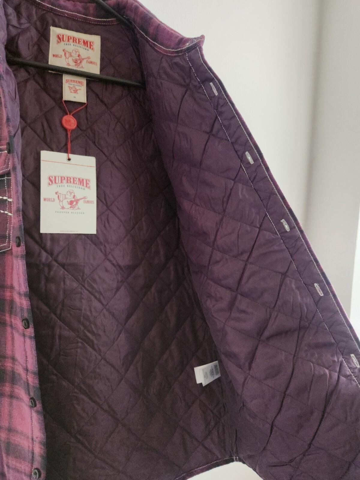 FW25 Supreme x True Religion Quilted Lined Plaid Flannel Shirt Purple Size M