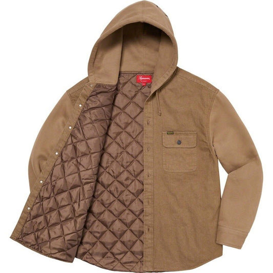 FW22 Supreme Fleece Hooded Denim Brown Shirt M