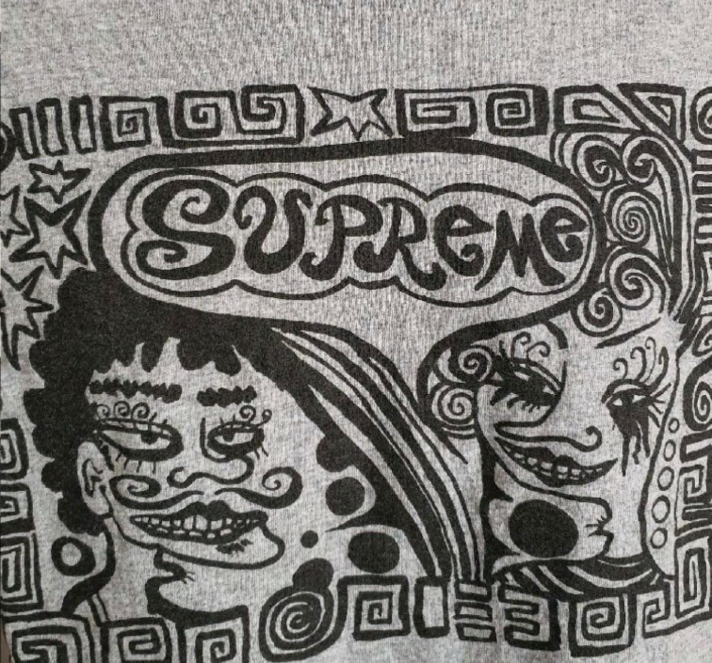 FW18 Supreme Faces tee M medium heather grey T-shirt