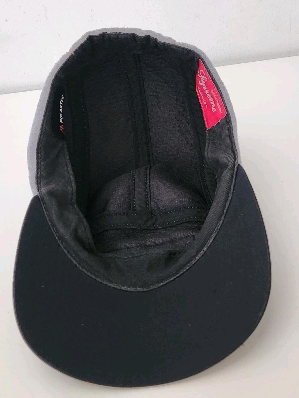 FW15 Supreme Polartec Fleece Fitted Camp Cap Grey Black Hat Size S/M Vintage