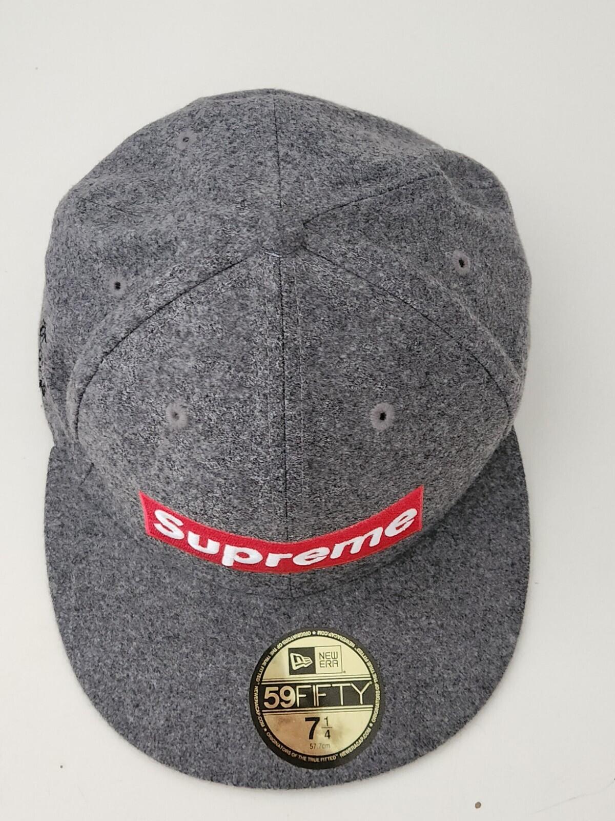 FW11 Supreme Loro Piana Box Logo New Era Grey Wool Cashmere hat 7 1/4 Vintage