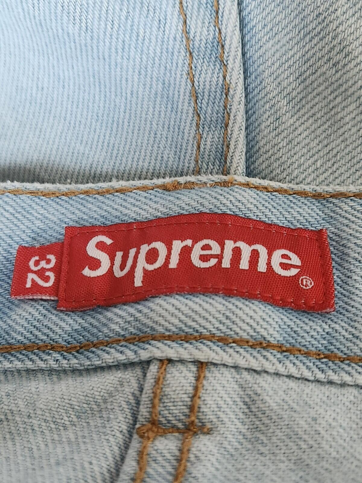 SS22 Supreme Double Knee Denim Utility Jeans Größe 32 W32 L32 Washed Blue Hose