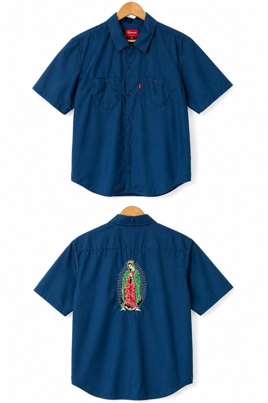 SS16 Supreme Virgin Mary Work S/S Shirt Blue Size M