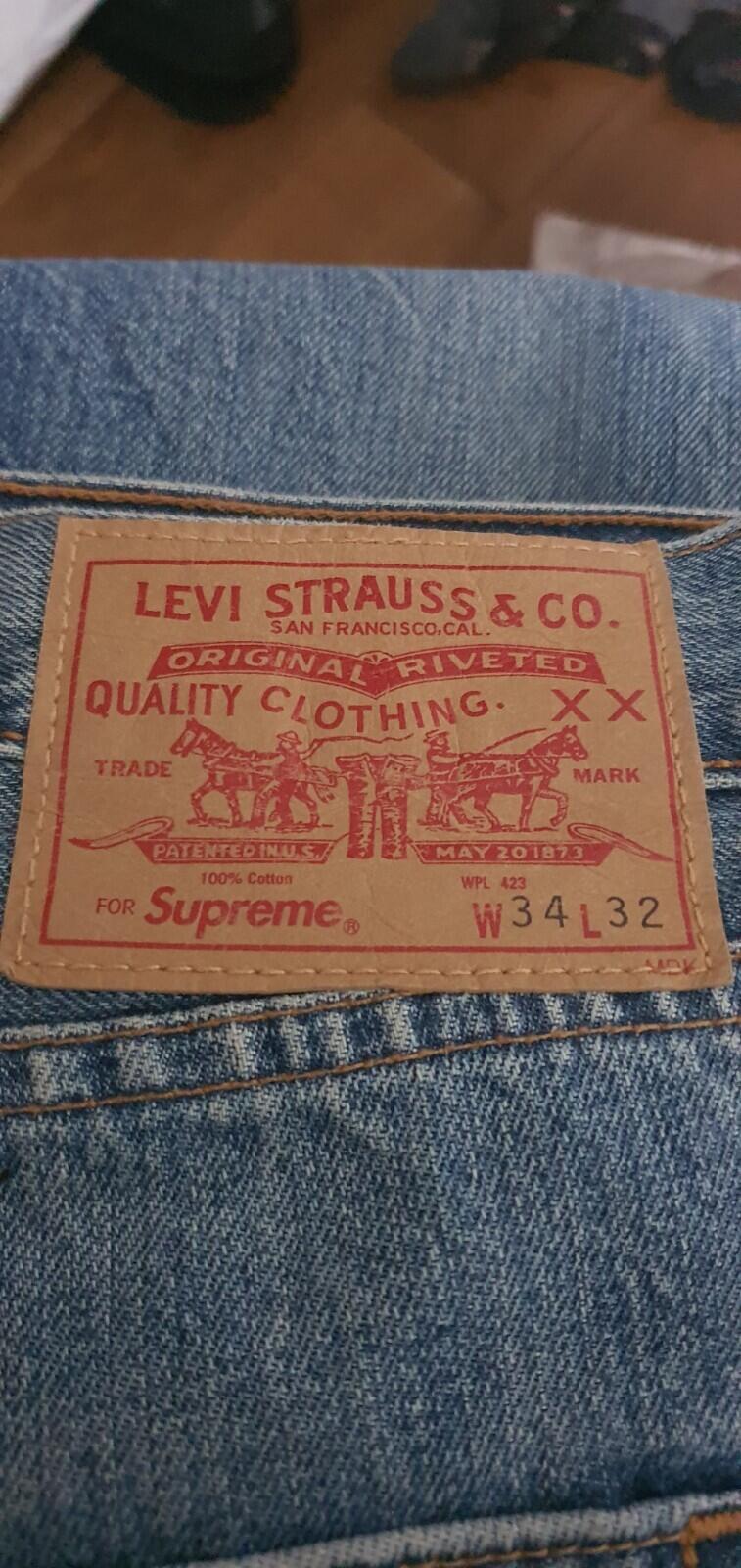 FW14 Supreme Levis Custom Fit 501 jeans 34 W34 L32 Levi's Blue Denim Checker