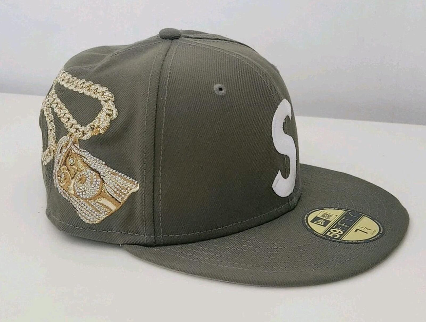 FW23 Supreme Jesus Piece S Logo New Era 59Fifty Hat Olive Size 7 1/4