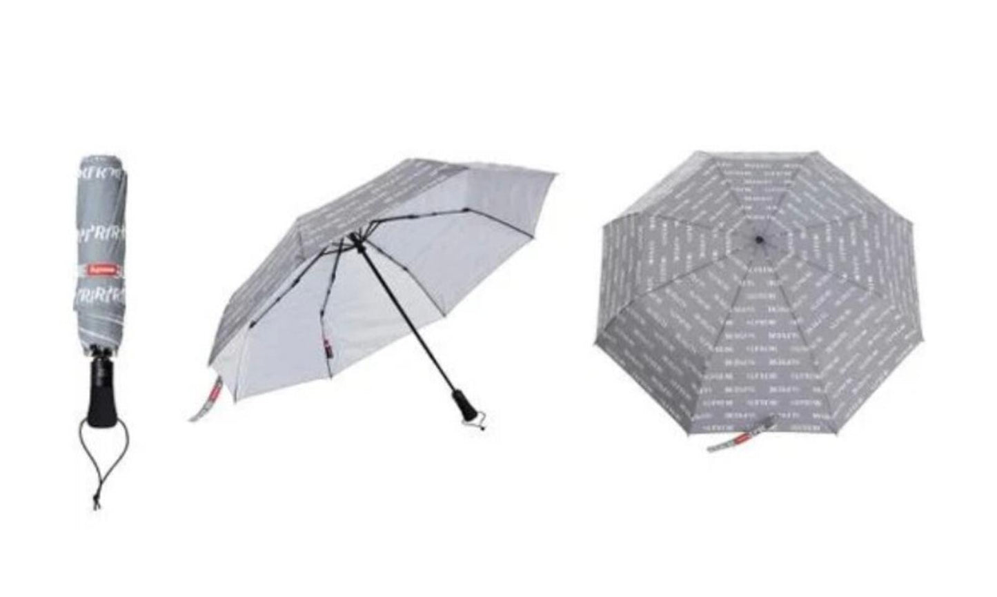 FW16 Supreme ShedRain reflective repeat umbrella Grey 54" Collapsible