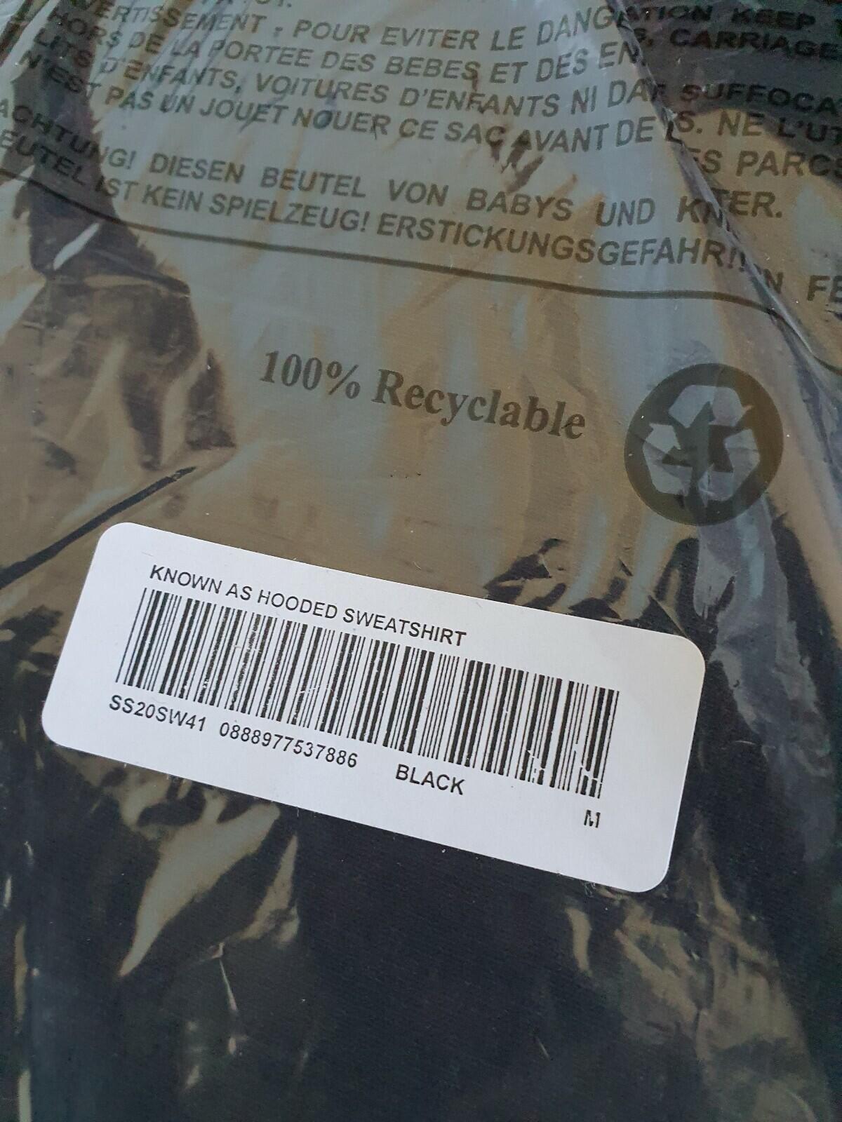 SS20 Supreme  Known As Hooded Sweatshirt Black Size M