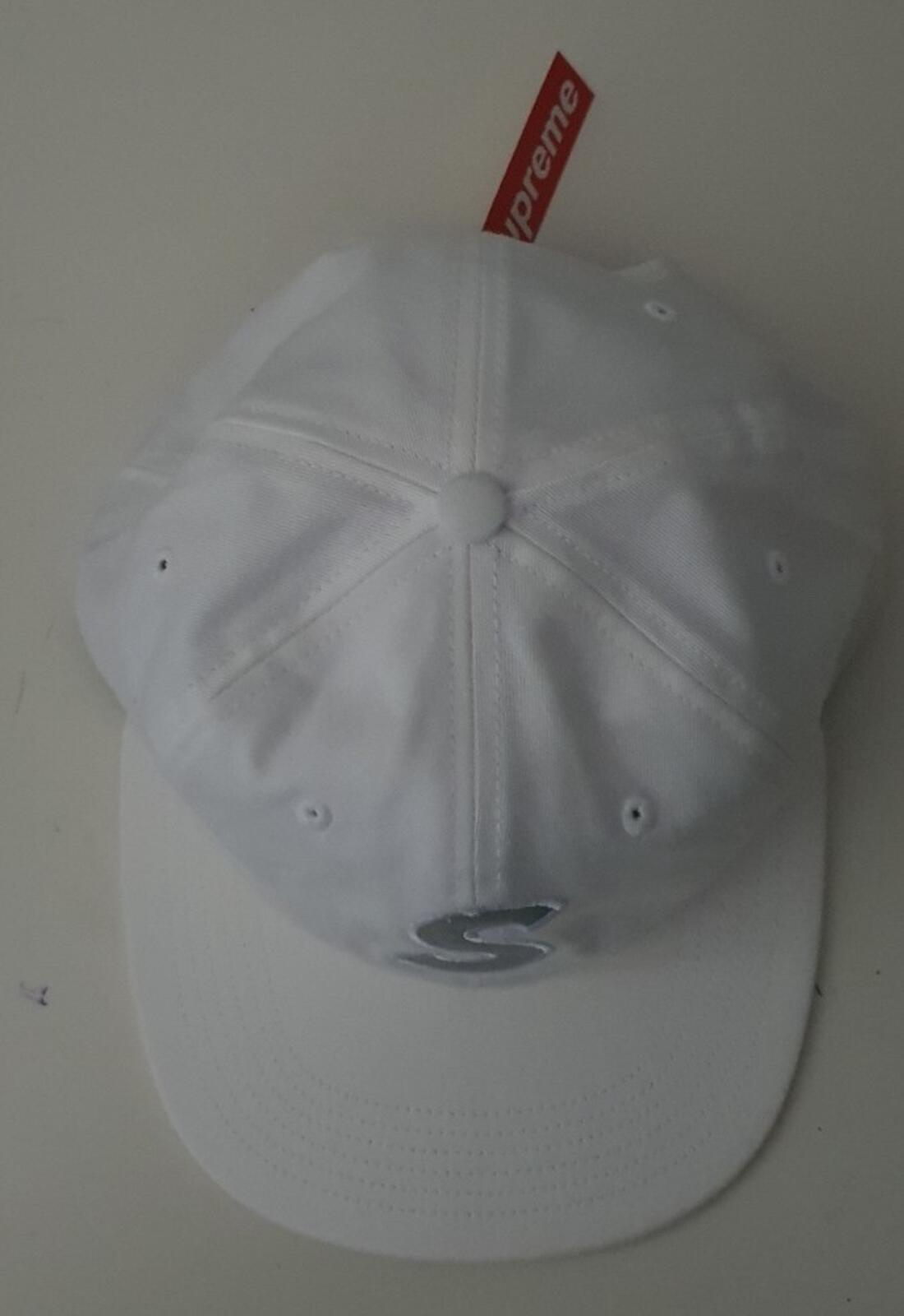 SS16 Supreme S Logo Reflective Logo 6-Panel cap white hat New With Tag