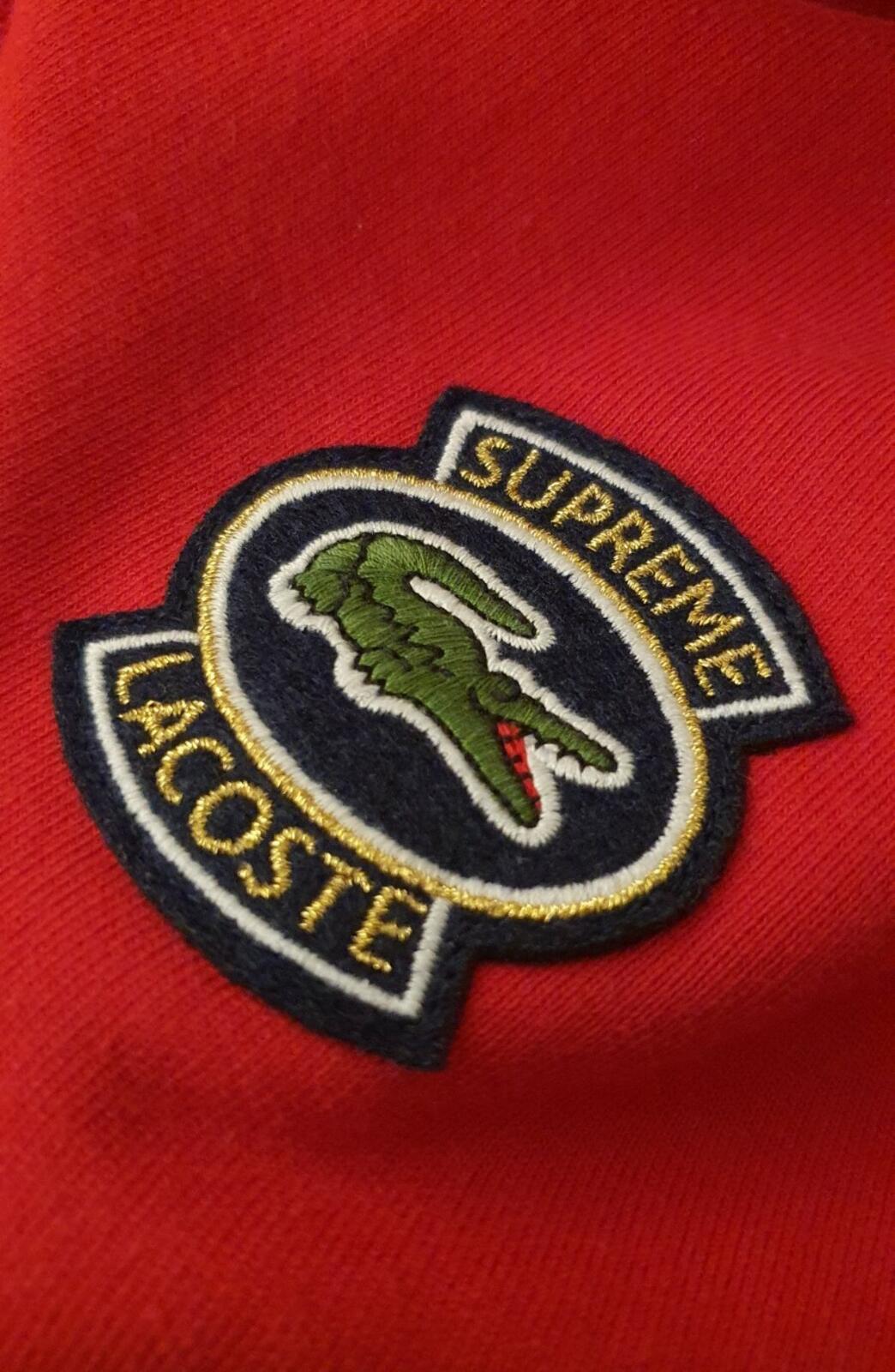 SS18 Supreme x Lacoste Hooded Sweatshirt Red Size S