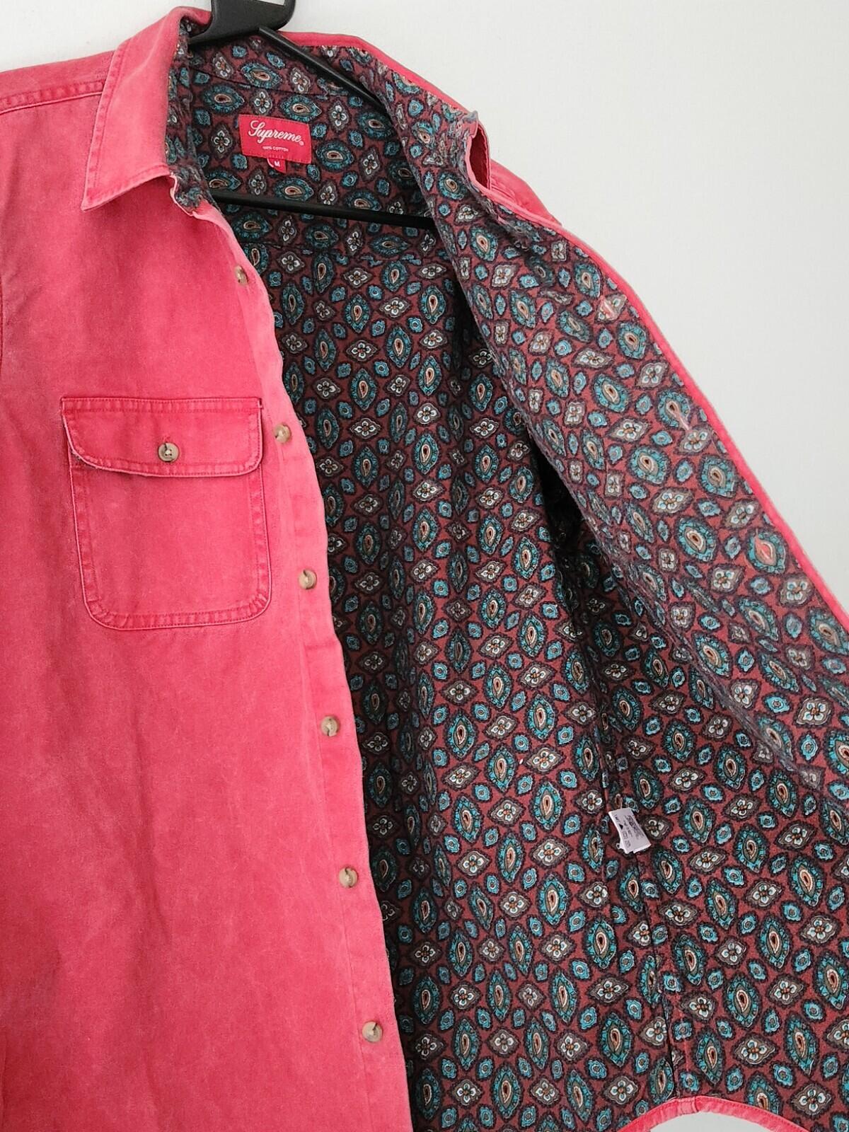 FW15 Supreme Flannel Lined Twill Shirt Size M Medium Paisley Button Up Red