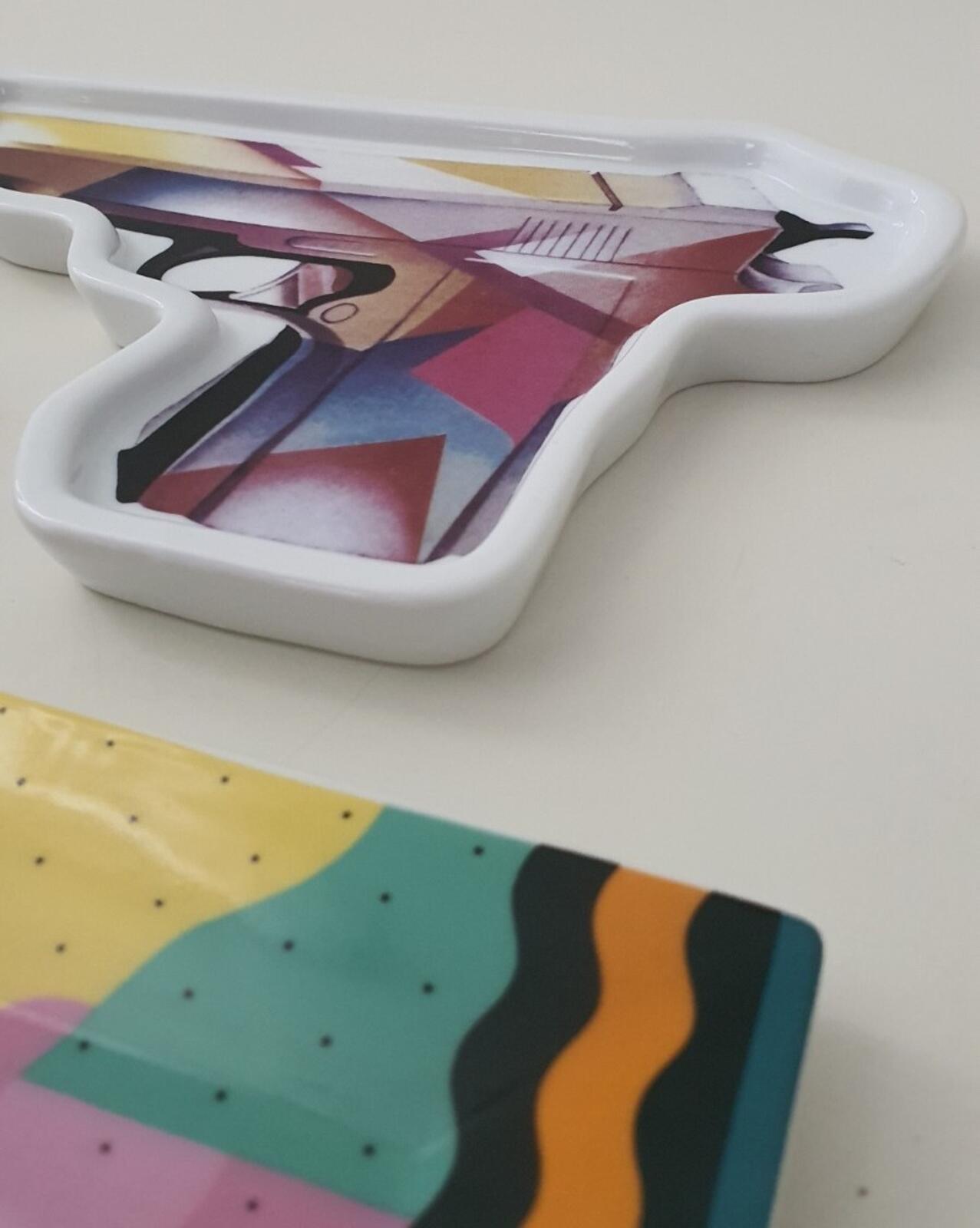 SS16 Supreme A. Mendini Milano Set of 3x ashtrays ceramic trays gun large small