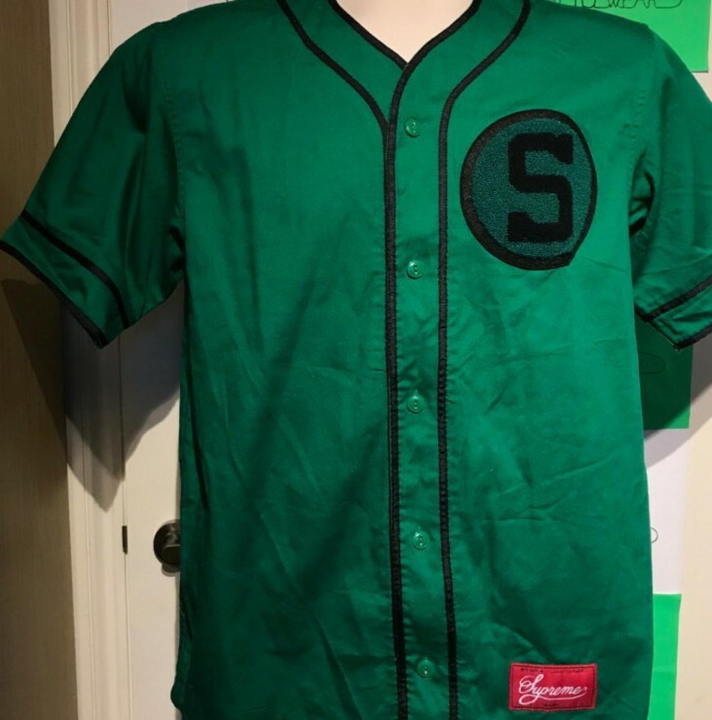 FW13 Supreme Chenille S Logo Jersey Green Size S