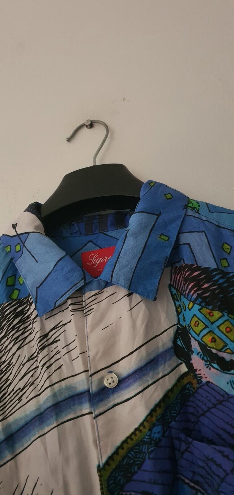 SS23 Supreme Ronin Silk S/S Shirt Blue Size M medium short sleeve