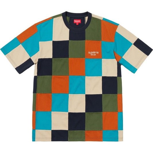 FW18 Supreme Patchwork Pique Tee Navy/Teal/Orange Size L