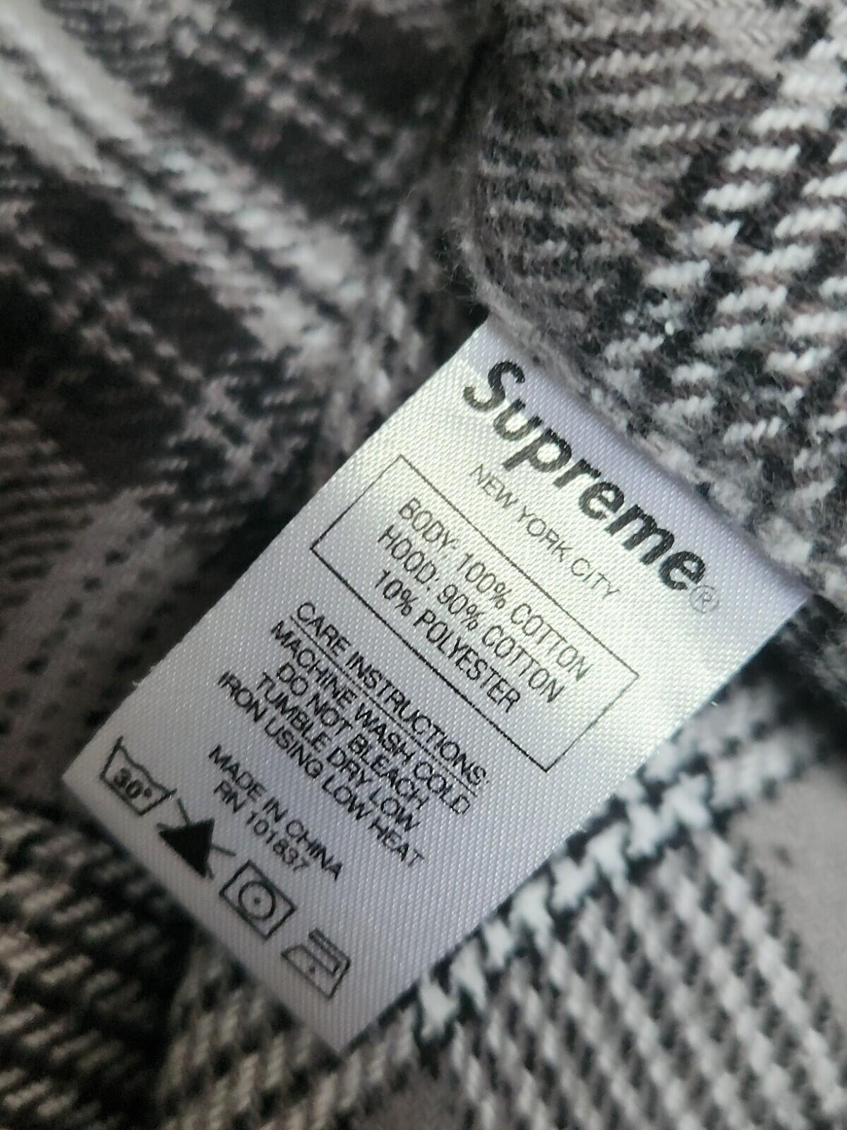 SS18 Supreme Hooded Plaid Flannel Shirt size M medium Black