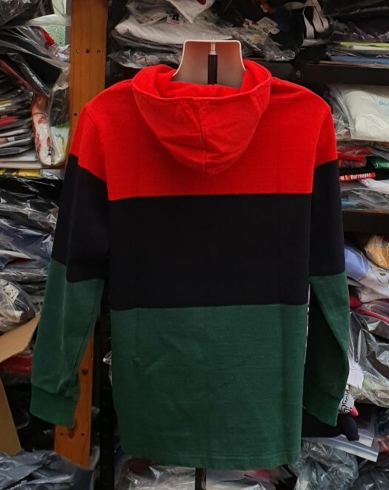 FW15 Block Striped Rugby Hoodie mit arabischem Logo, Größe L