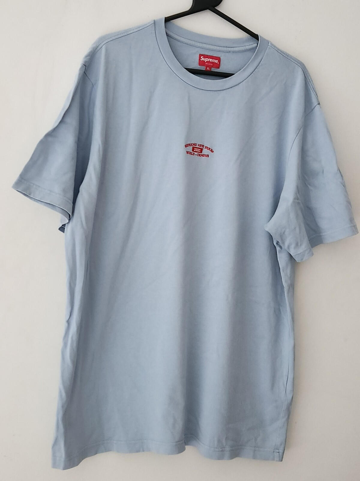 SS21 Supreme World Famous S/S Top Blue tee size XL T-shirt Light Slate