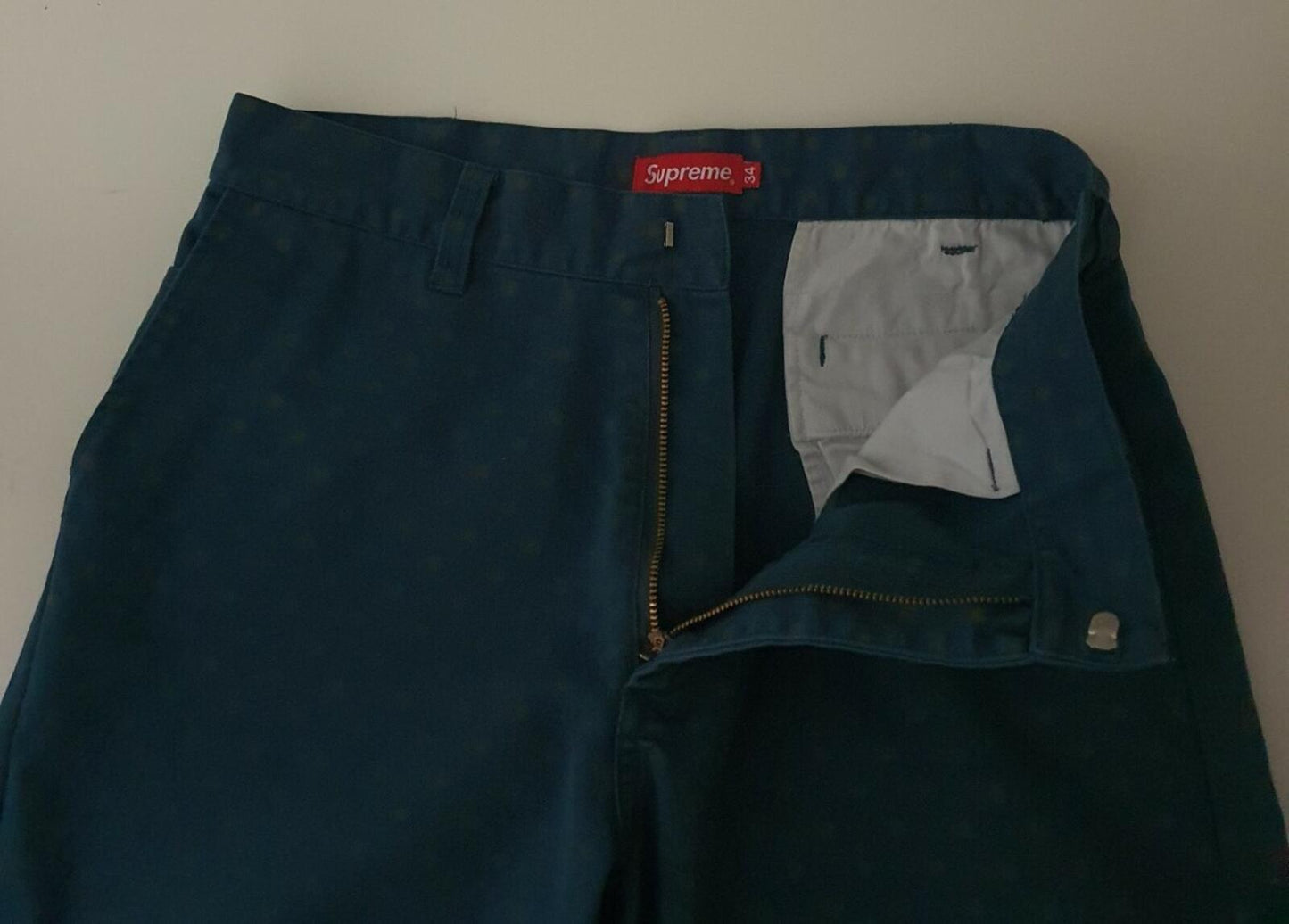 FW18 Supreme Work Pant Light Navy Polka Dot Size 32 W32 L30