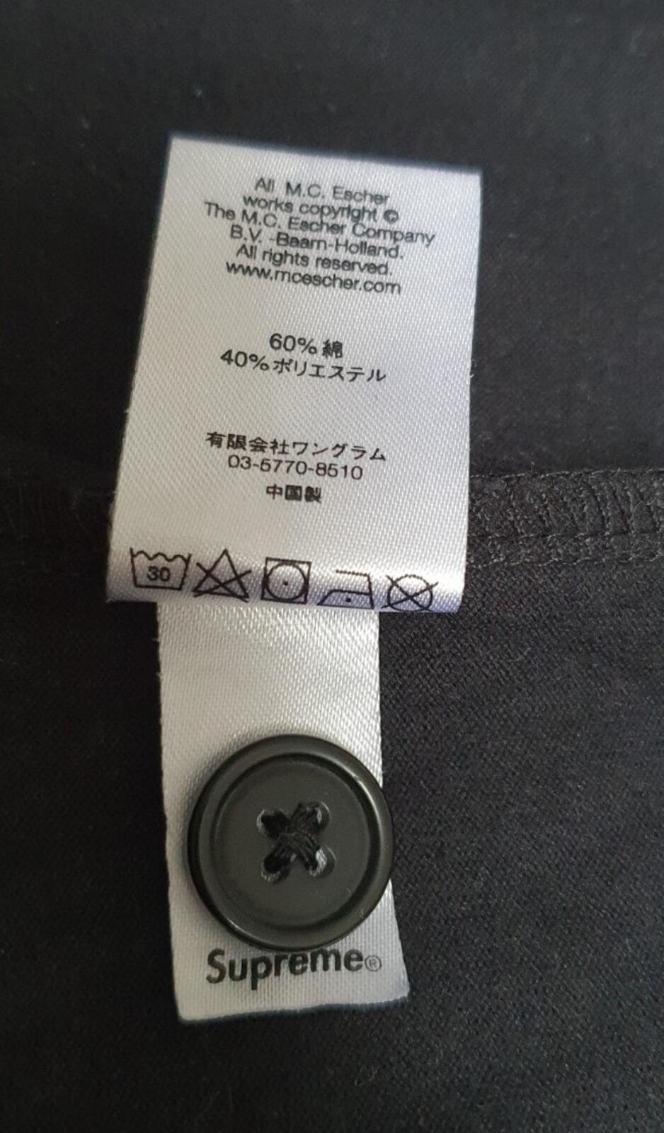 SS17 Supreme x M. C. Escher camiseta de béisbol de algodón talla M color negro