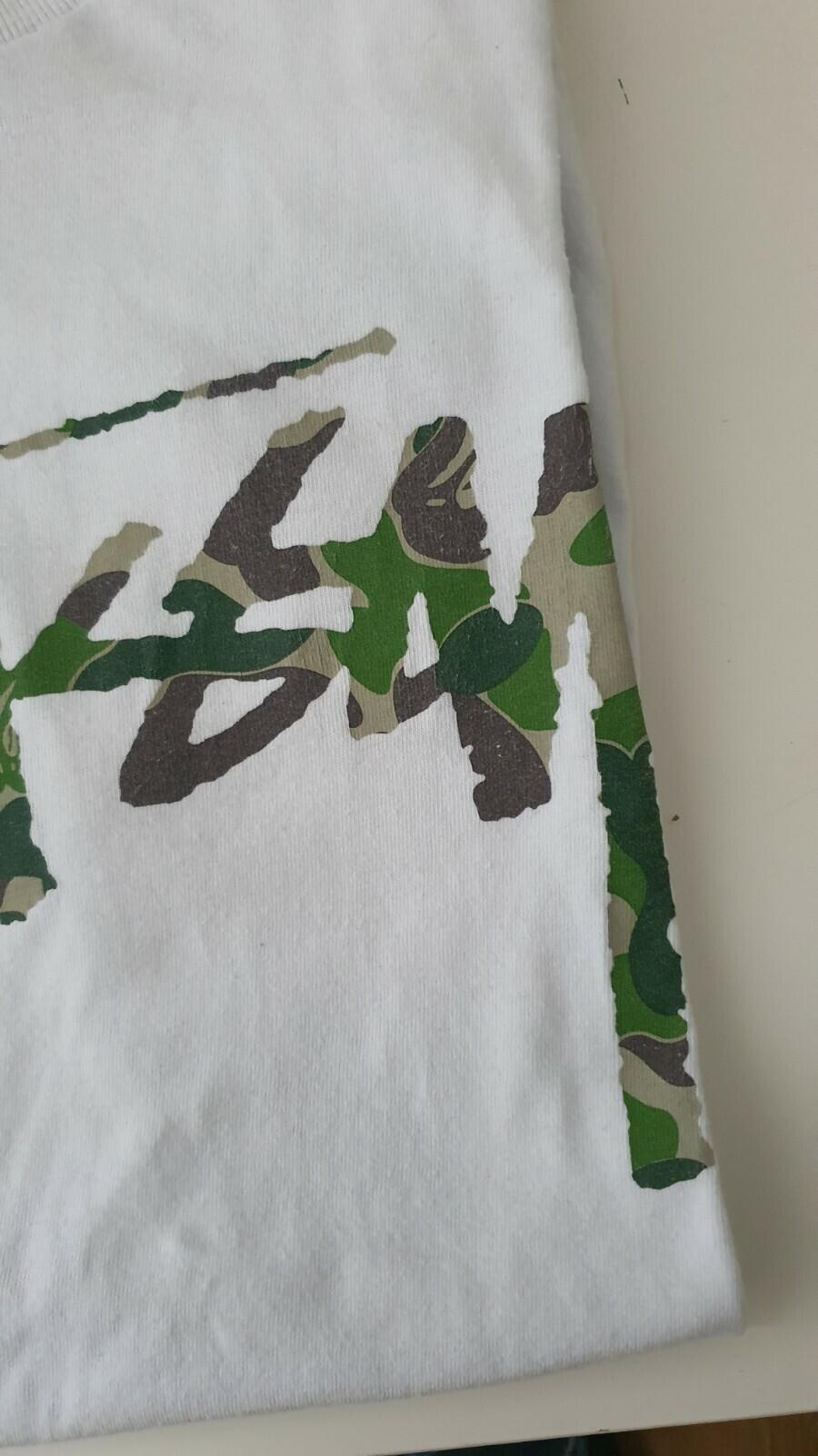 Camiseta Bape X Stussy de A Bathing Ape Blanca Talla M BAPE