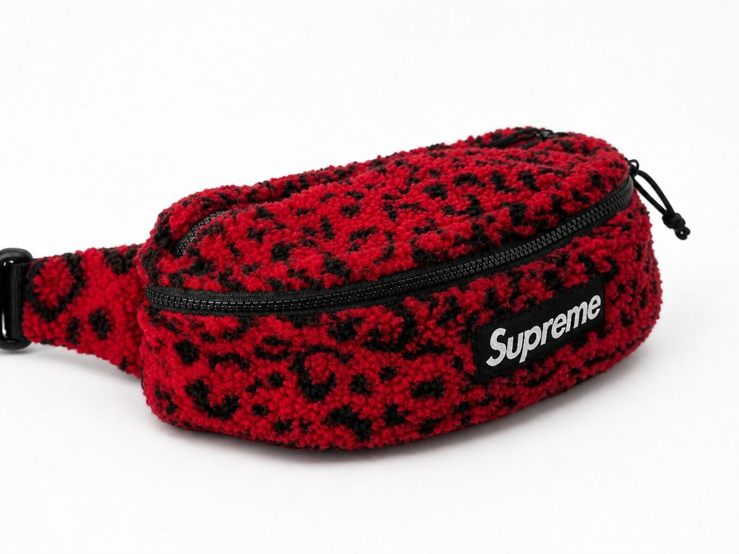 FW17 Supreme Leopard Fleece Waist Bag Red