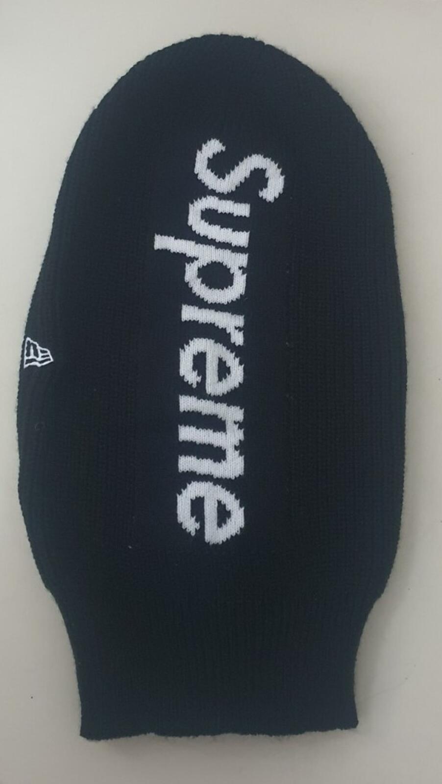 FW20 Supreme New Era Balaclava Black White Jacquard Logo Embroidery