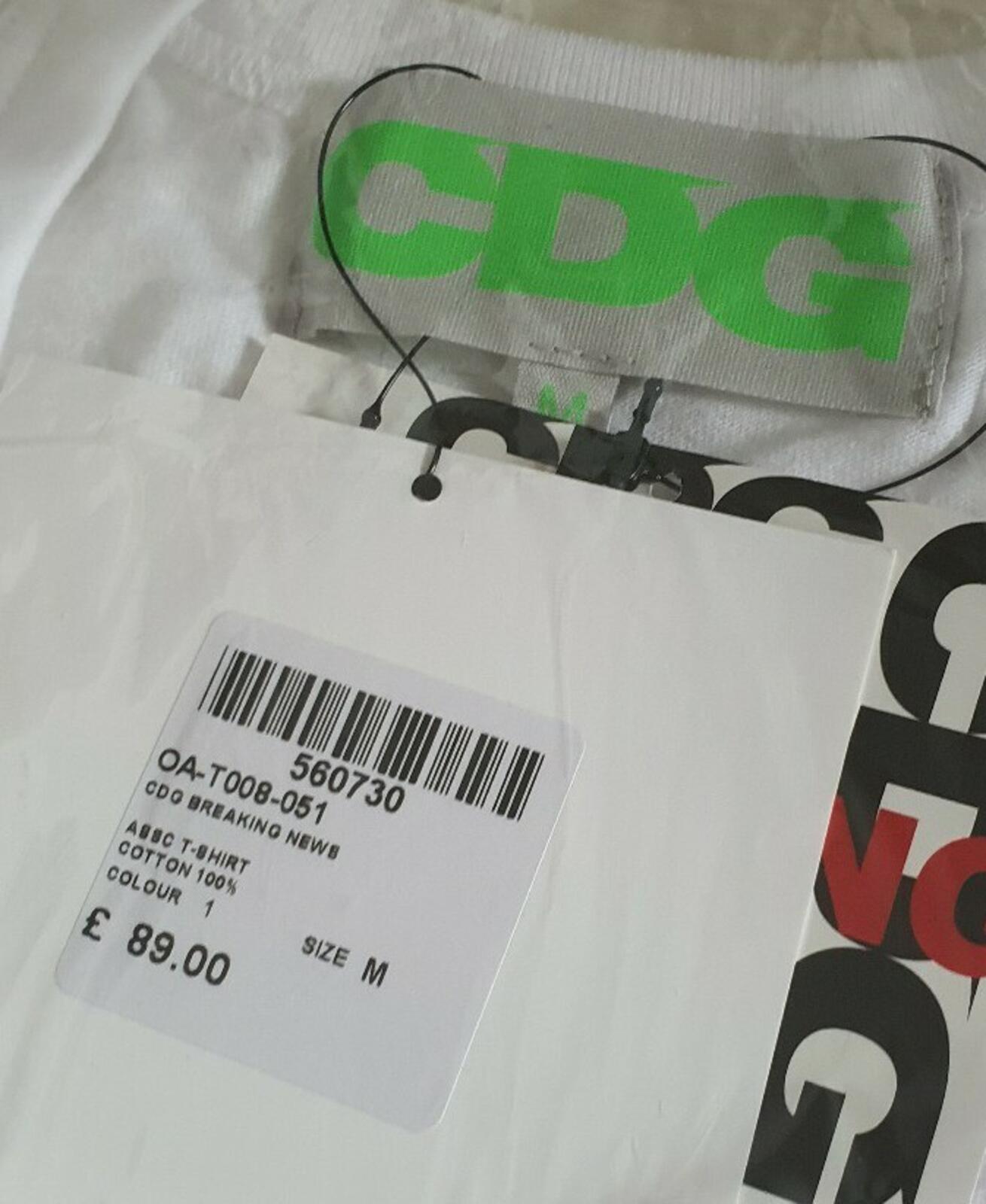 Comme Des Garcons x ASSC Breaking News T-Shirt Antisocial Behaviour Weiß Größe M