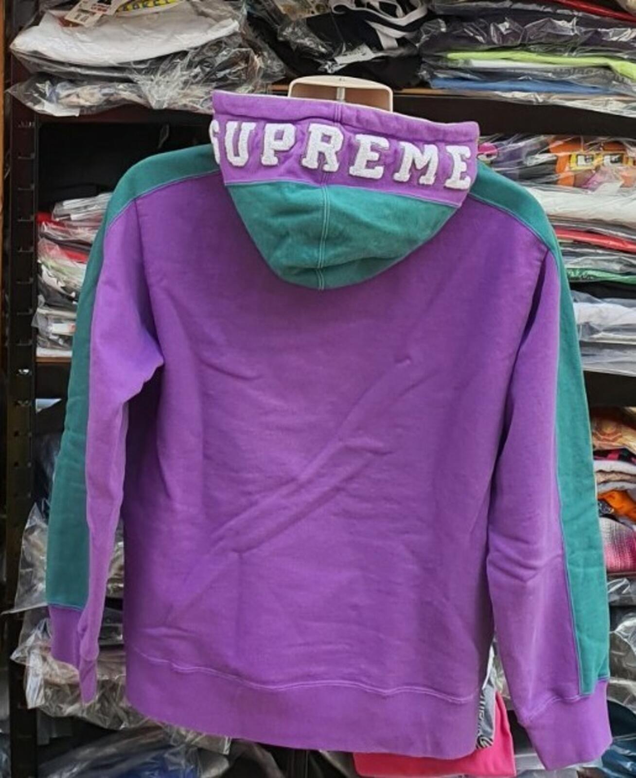 FW18 Supreme Paneled Hooded Sweatshirt Violet Size M