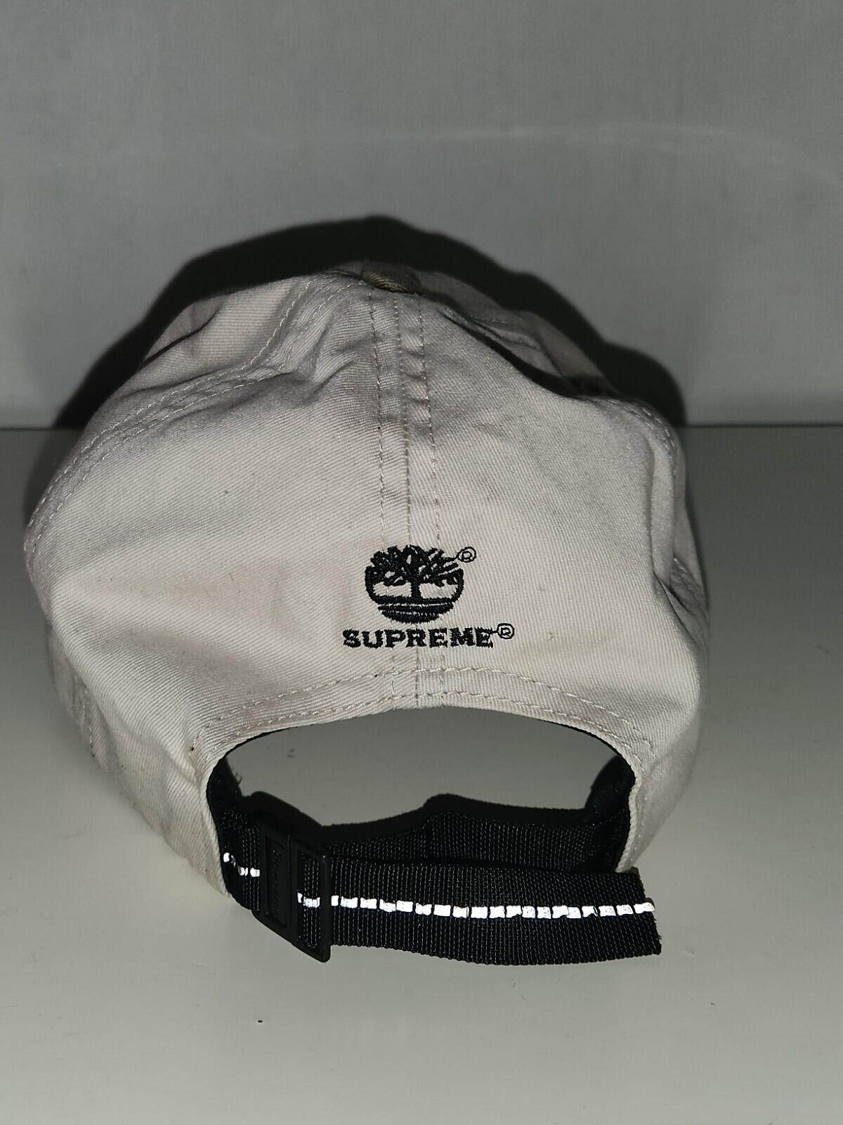 FW21 Supreme x Timberland 6-Panel  White cap Beige hat 3M Reflective Logo