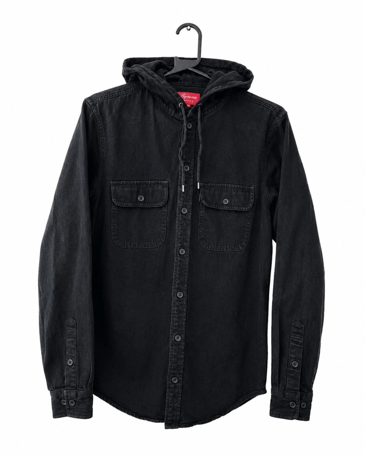 FW12 Supreme Hooded Denim Shirt Black Size M
