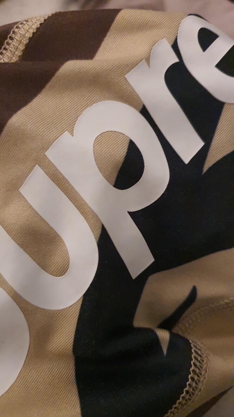 FW17 Supreme Tribal Camo Balaclava tan big logo lightweight camouflage