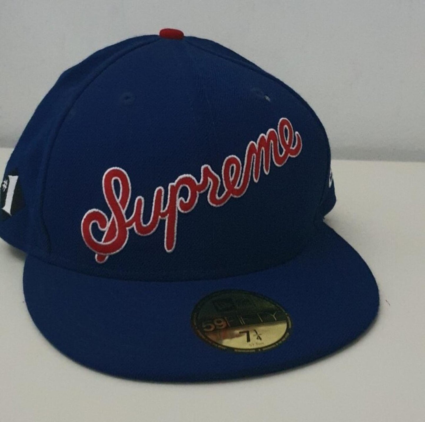SS12 Supreme NO 1 Script New Era 59fifty fitted cap size 7 1/4 blue hat Vintage