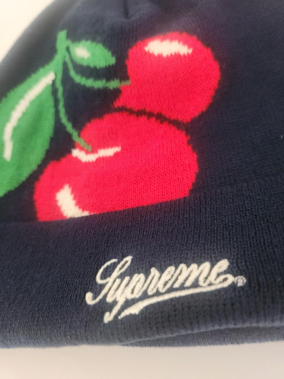 FW14 Supreme Cherry Beanie navy hat Vintage Rare