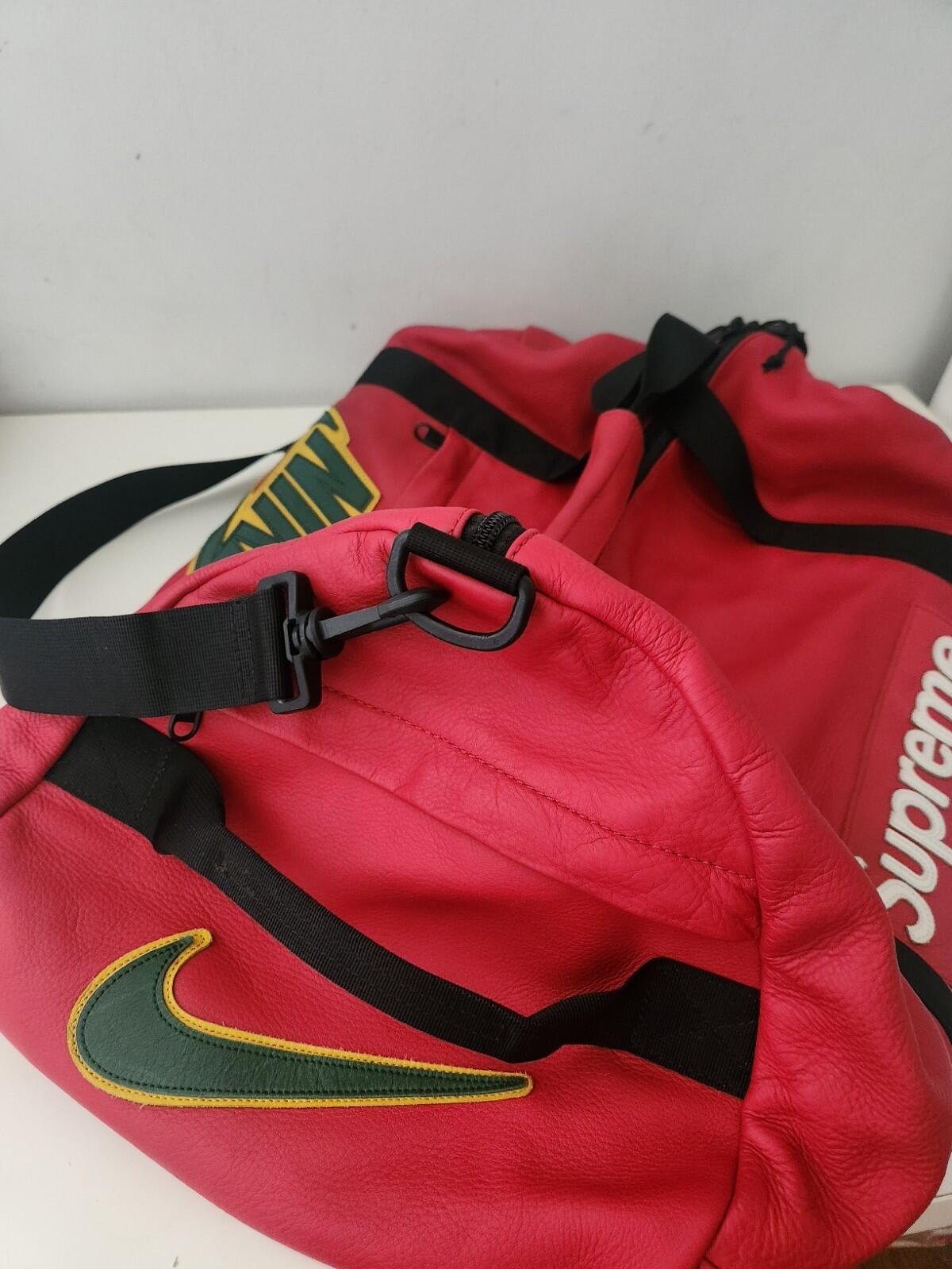 FW19 Supreme x Nike Leather duffle bag box logo Premium Cowhide
