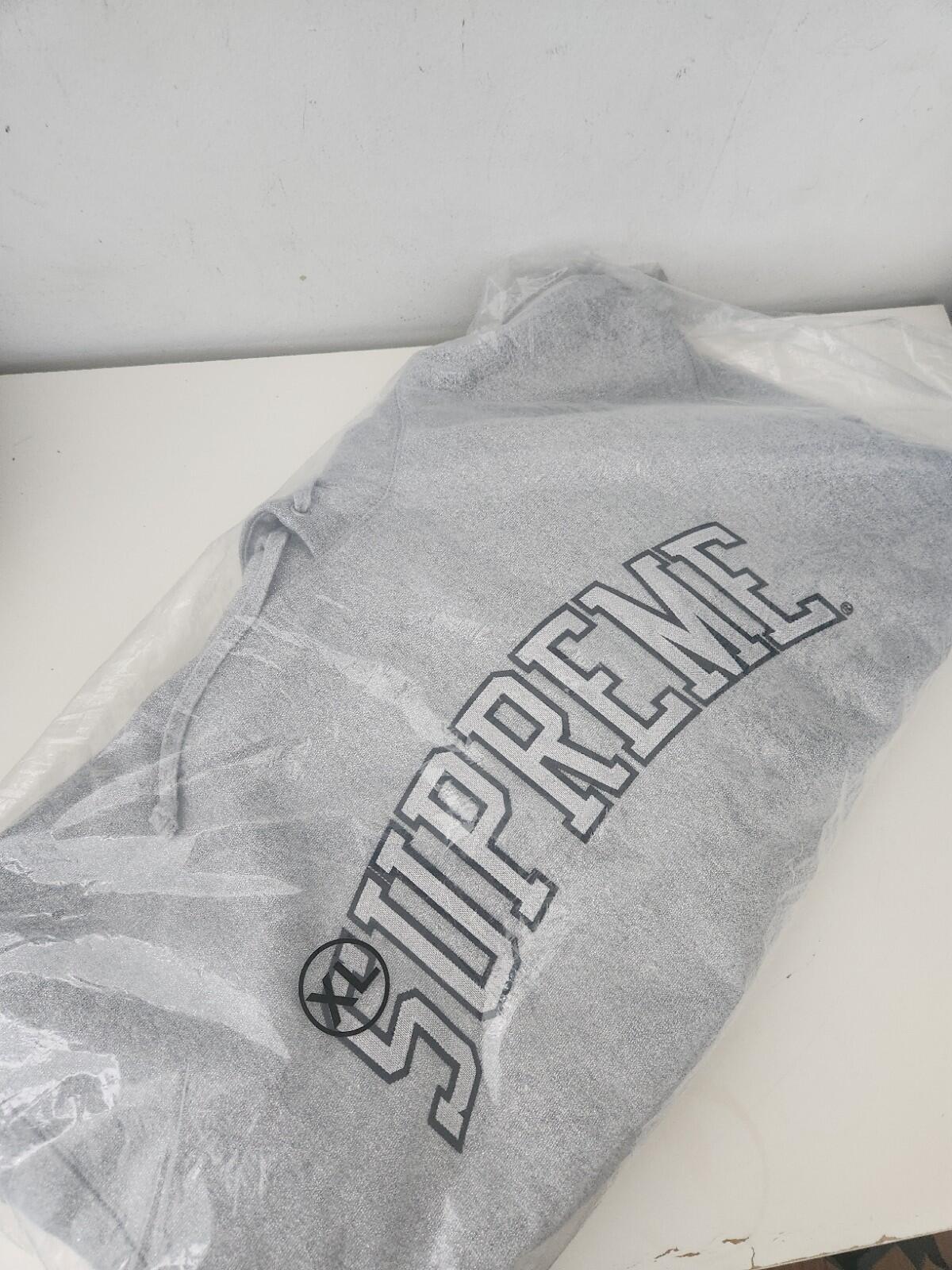 SS23 Supreme Glitter Arc Hooded Sweatshirt Heather Grey Size XL