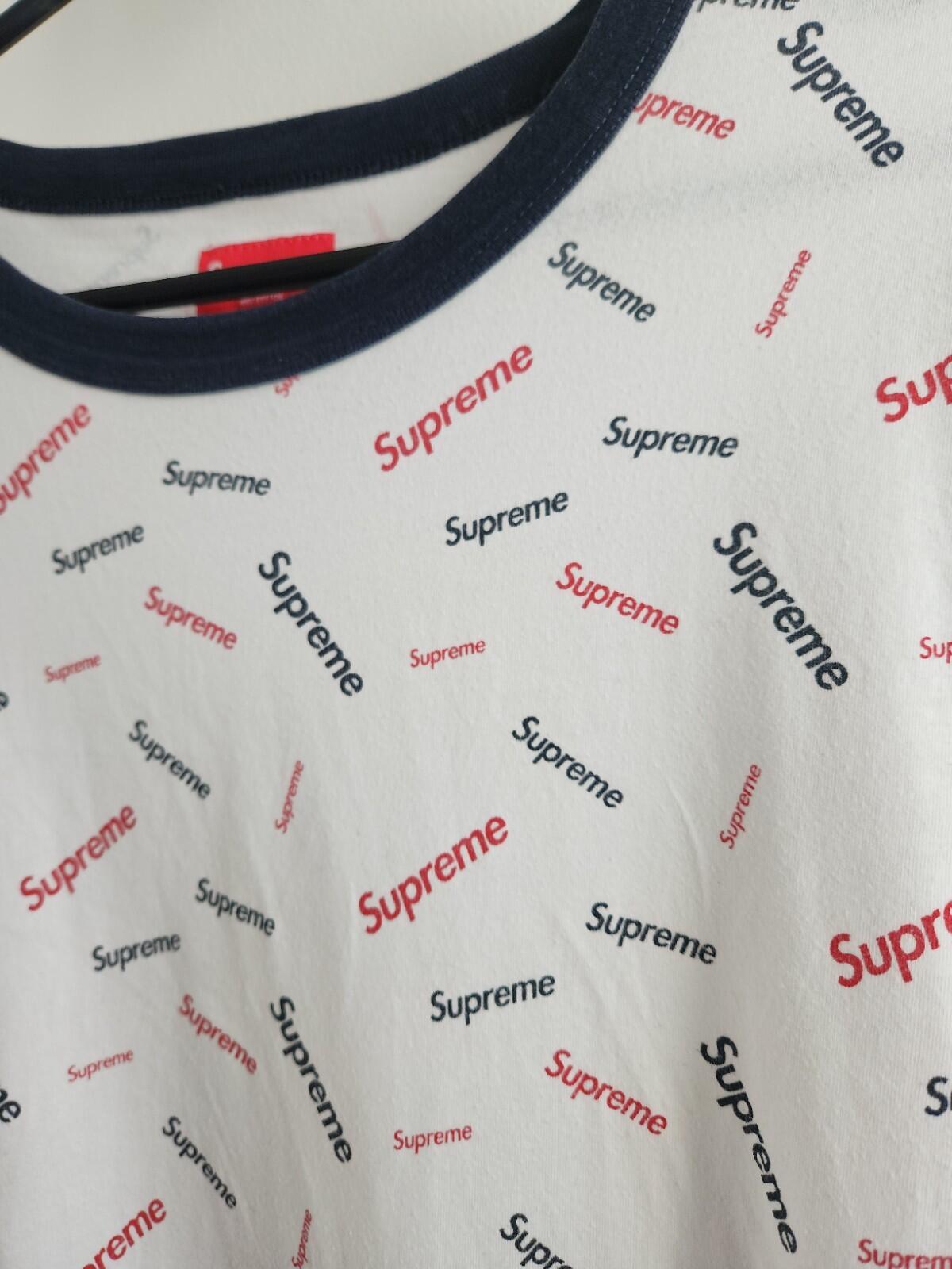 FW18 Supreme Scatter Ringer Tee Blanca Talla XL