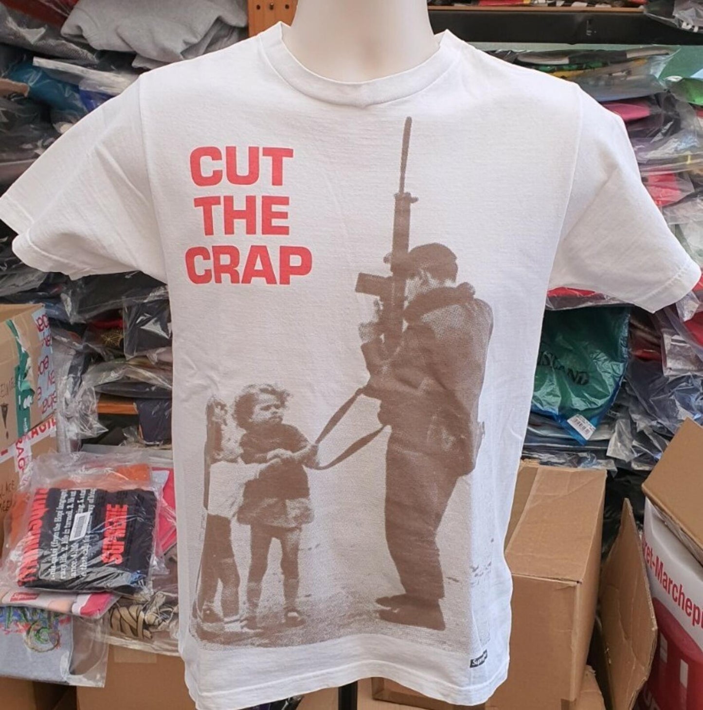 SS09 Supreme Cut The Crap Tee White