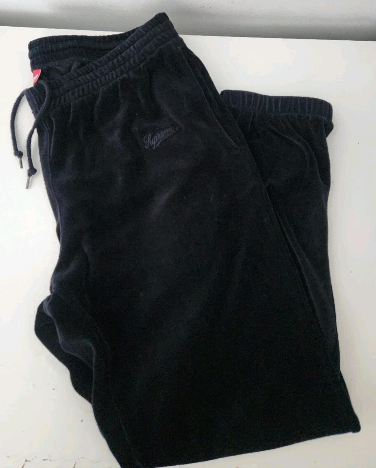 FW17 Supreme Velour Warm Up Pant + Crewneck Set black size S small & M Medium
