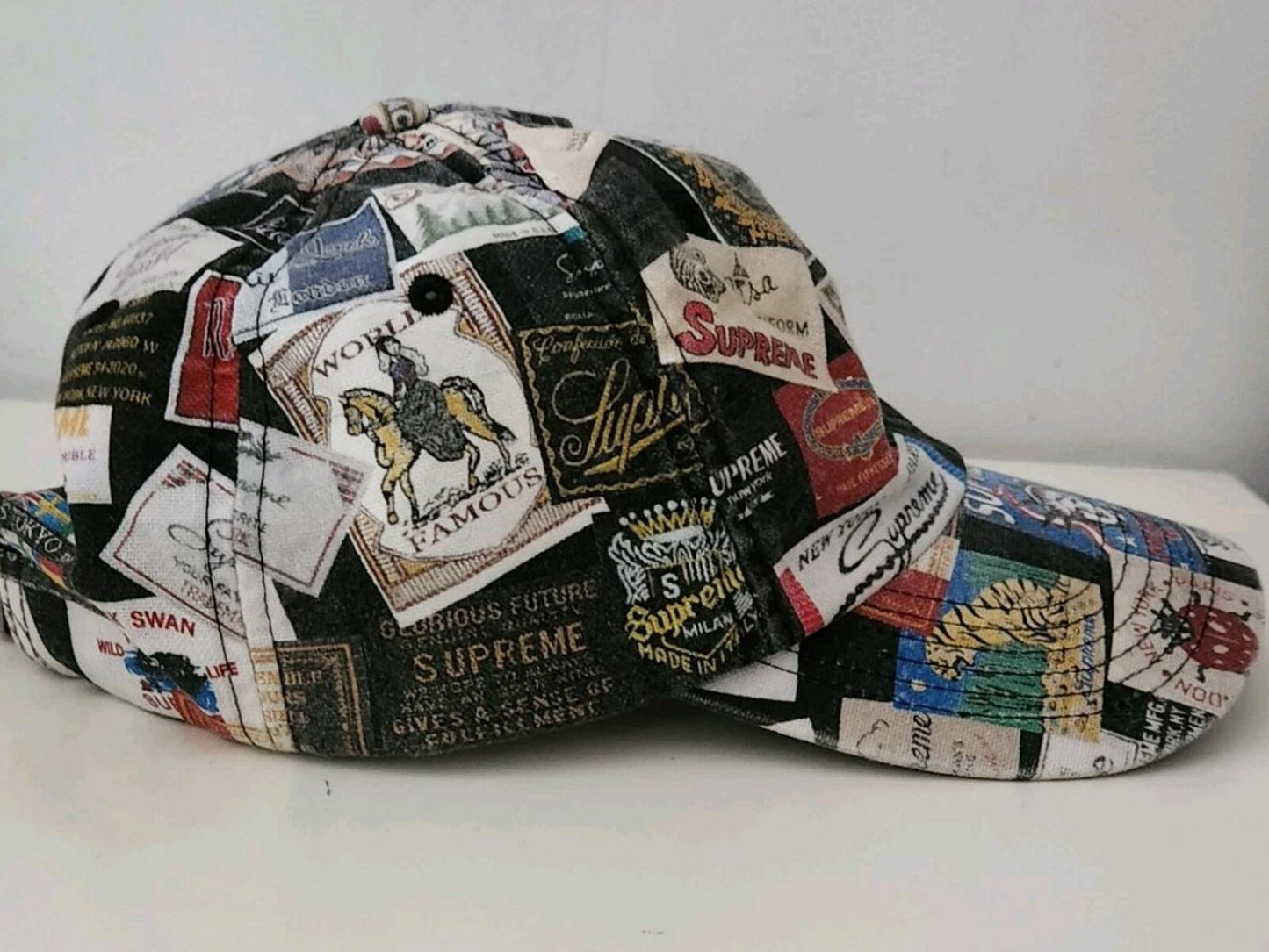 SS21 Supreme Labels 6-panel Black Cap Canvas Hat