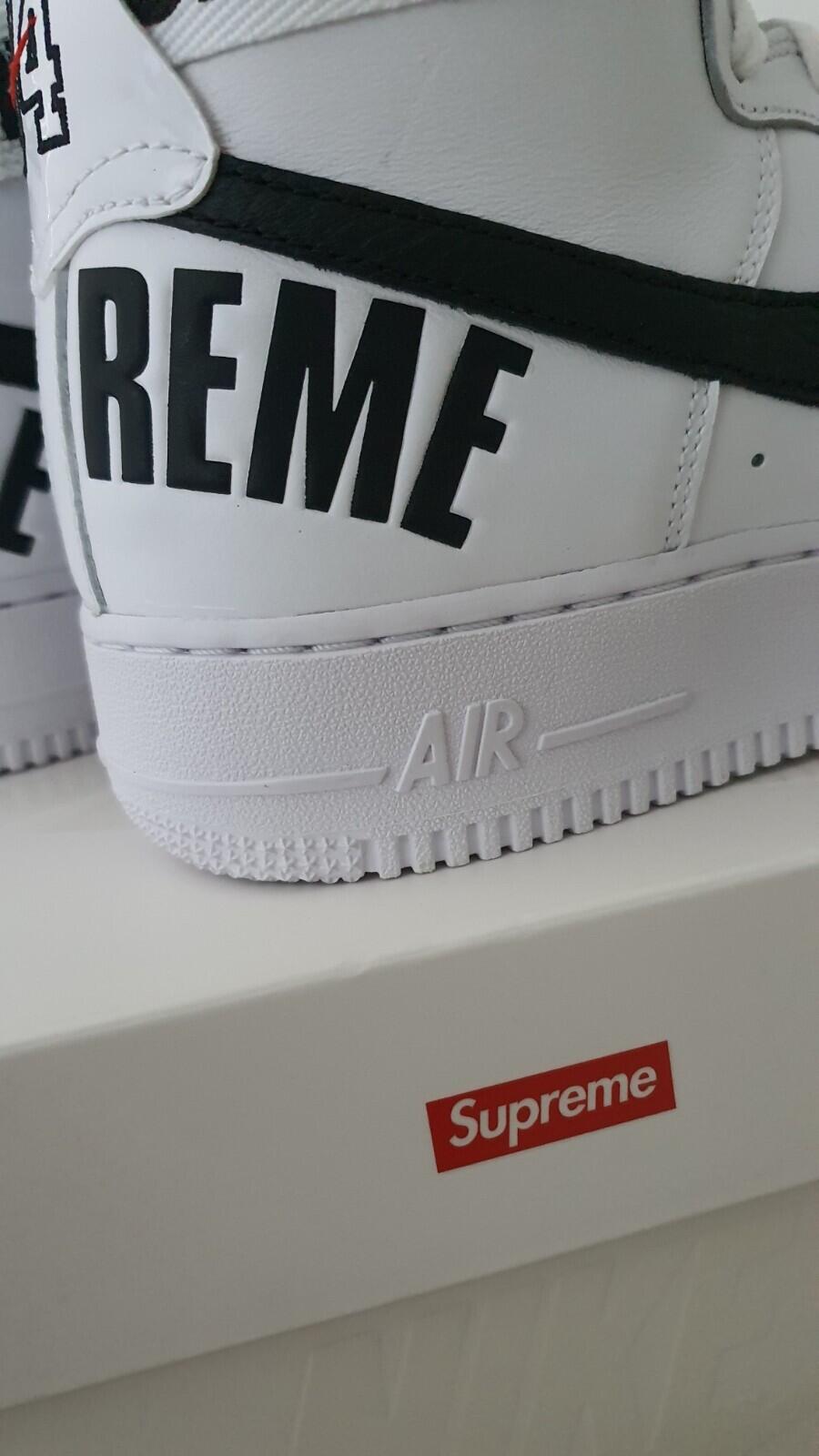 FW14 Supreme Nike Air Force 1 Hi US 9 UK 8 EU 42.5 Sneaker Schuhe Lot Weiß Selten