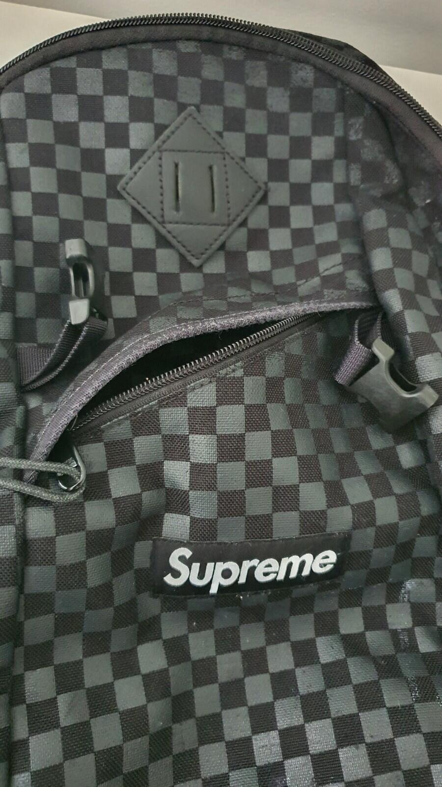 FW11 Supreme Printed Check backpack box logo bag Checkered vintage Rare Black