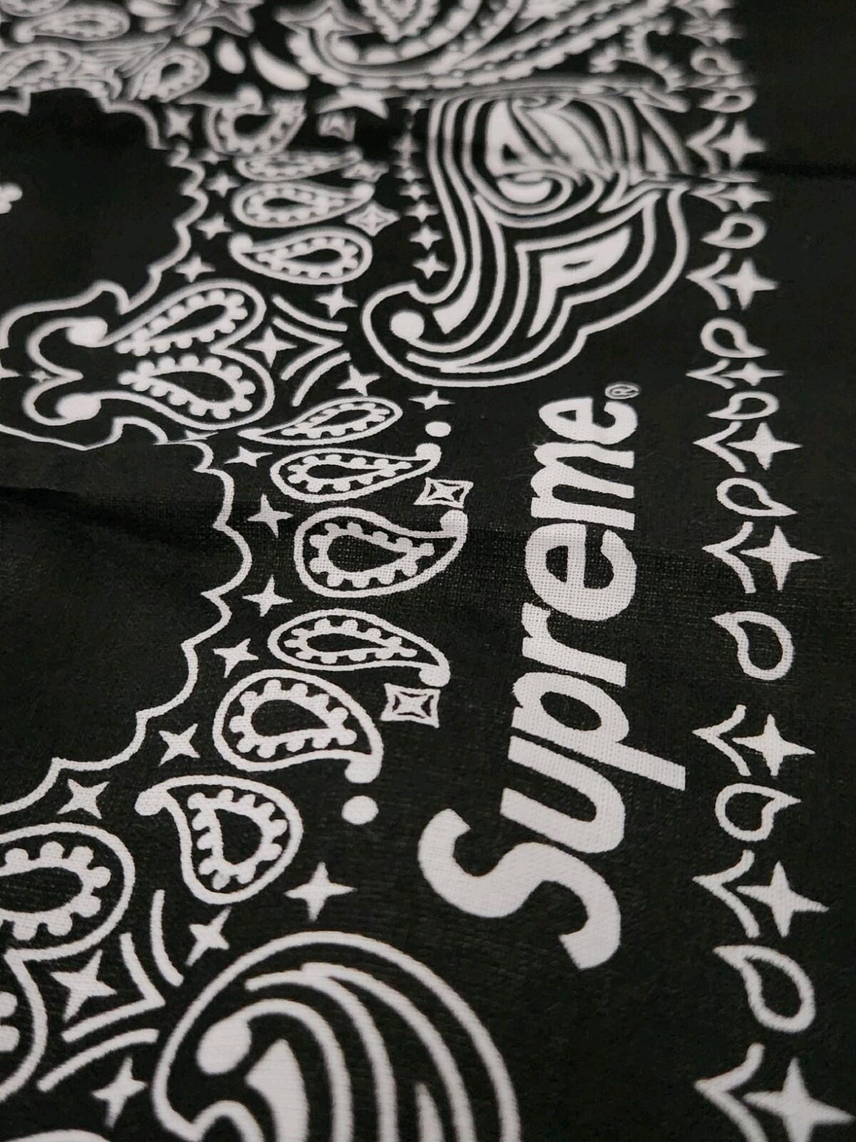 SS24 Supreme x Hav-A-Hank Bandana Black Scarf Cotton