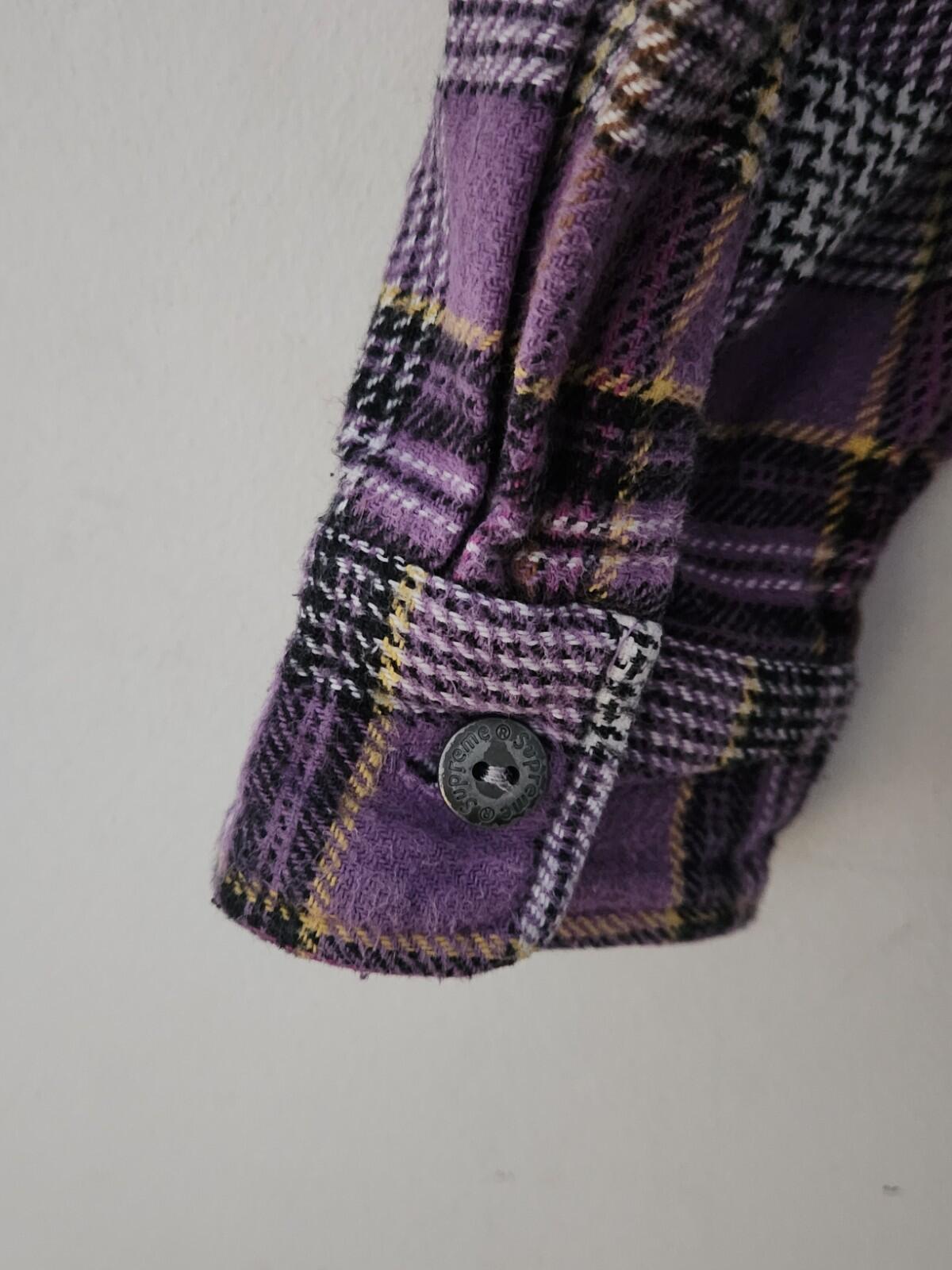SS18 Supreme Hooded Plaid Flannel Shirt size M medium purple grey