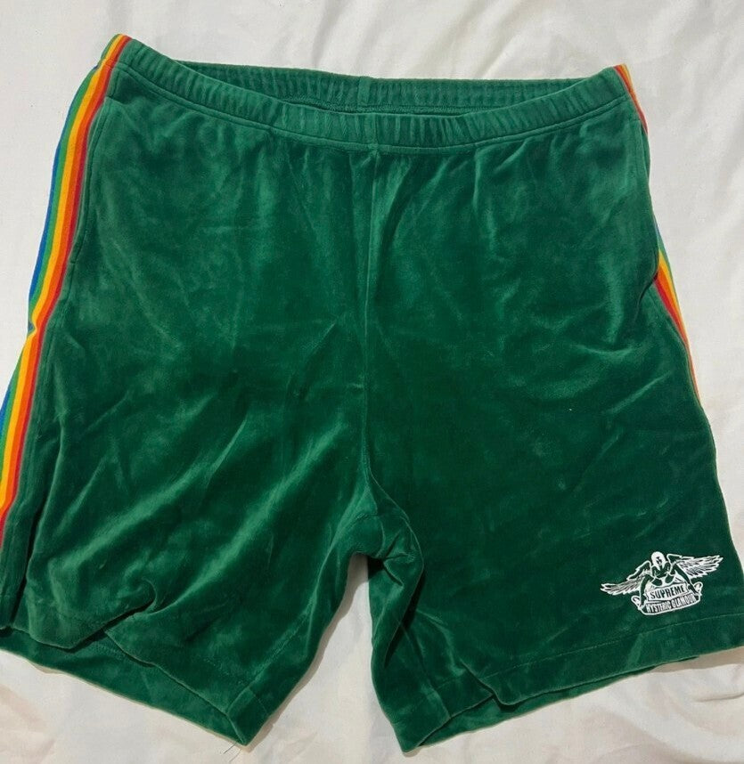SS21 Supreme x Hysteric Glamour Pantalón corto de terciopelo verde Talla XL