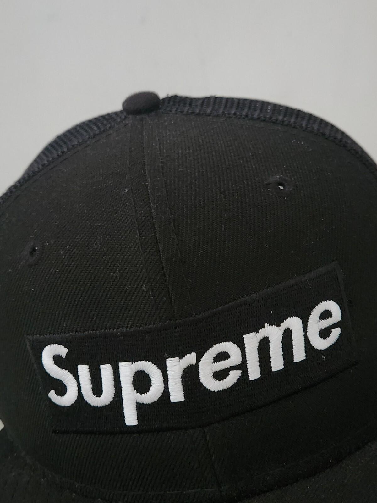 SS23 Supreme Box Logo Mesh Back New Era Hat size 7 1/4 black cap snapback