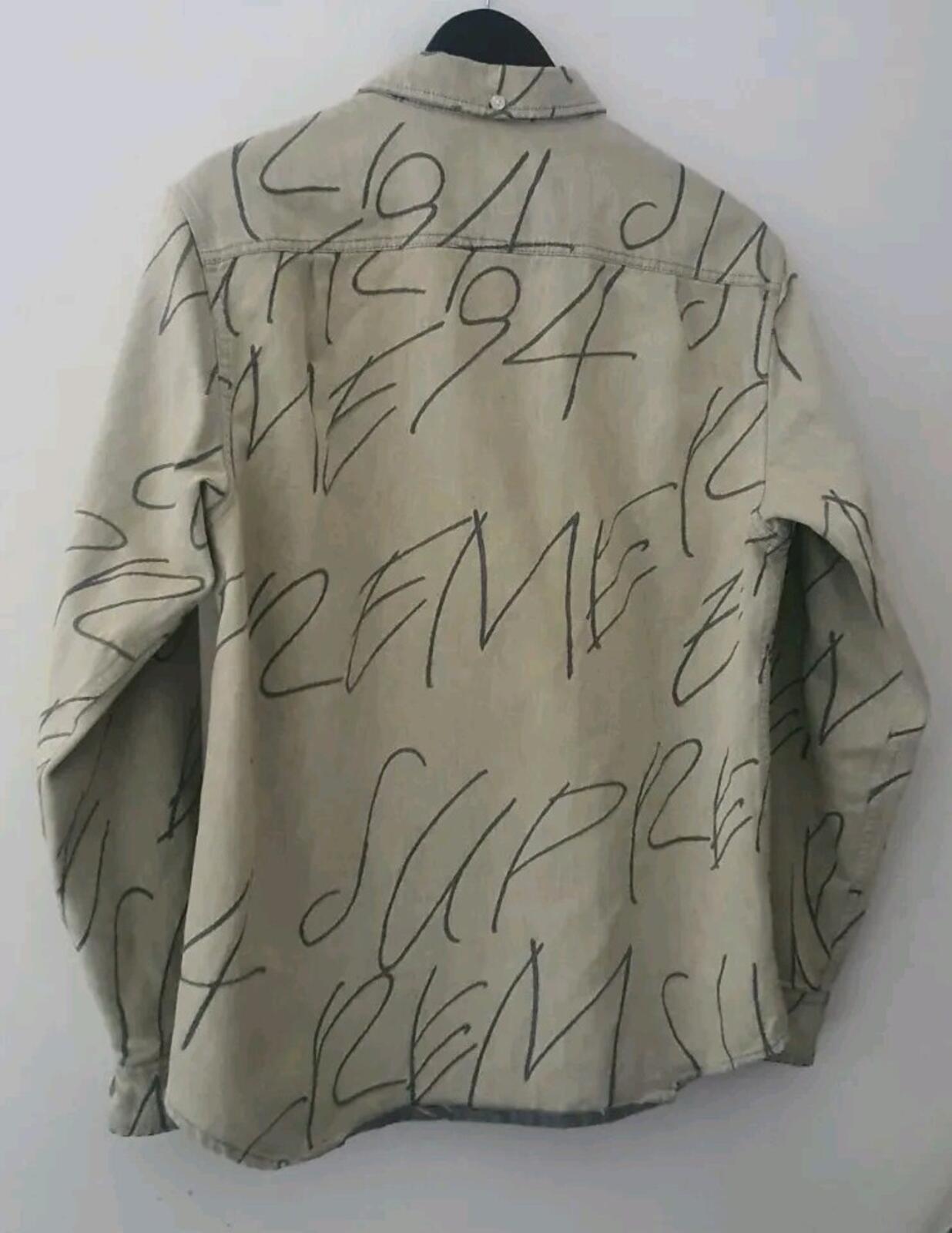 FW23 Supreme Handwriting Jacquard denim shirt long sleeve L/S shirt S Small