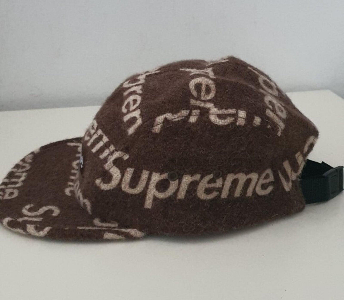 FW18 Supreme Harris Tweed camp cap Brown wool hat box logo