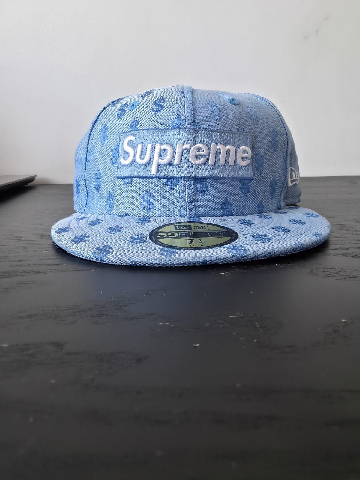 SS18 Supreme Monogram Box Logo New Era Light Blue Size 7 1/2 $ Dollar