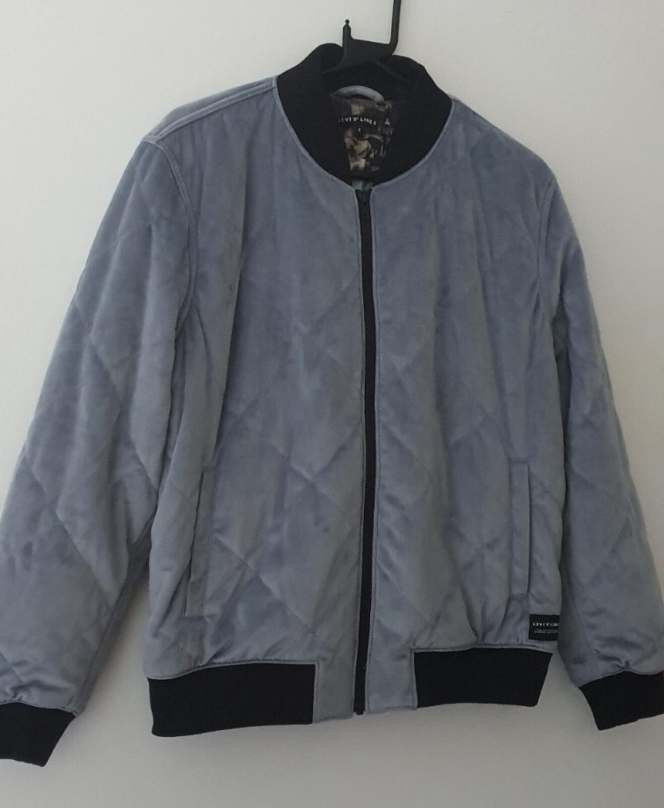 LEVI'S Line 8 Quilted Velvet Bomber Jacket Kano Blue Size S Small RRP £85