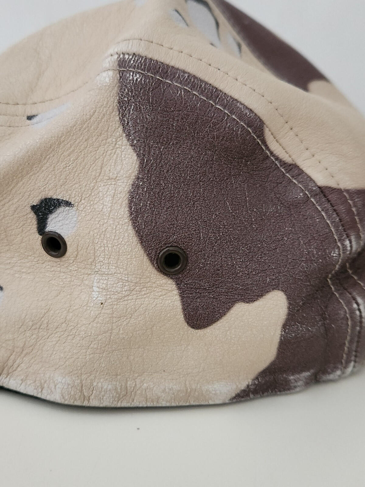SS17 Supreme Leather Camp Cap Desert Camo Hut Rotes Box Logo Made In U.S.A
